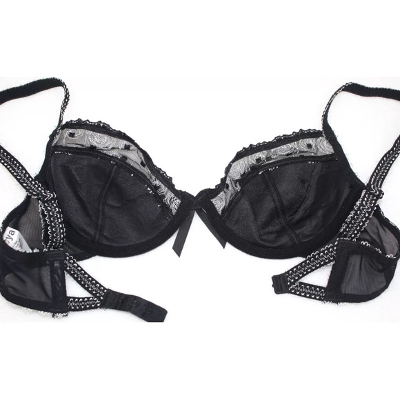 38DD Black Lace & Cream Underwire Freya Bra - Picture 3 of 5